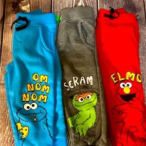SESAME STREET Elmo Cookie Monster Oscar Grouch Set 3 Toddler Pants, Sz 24months